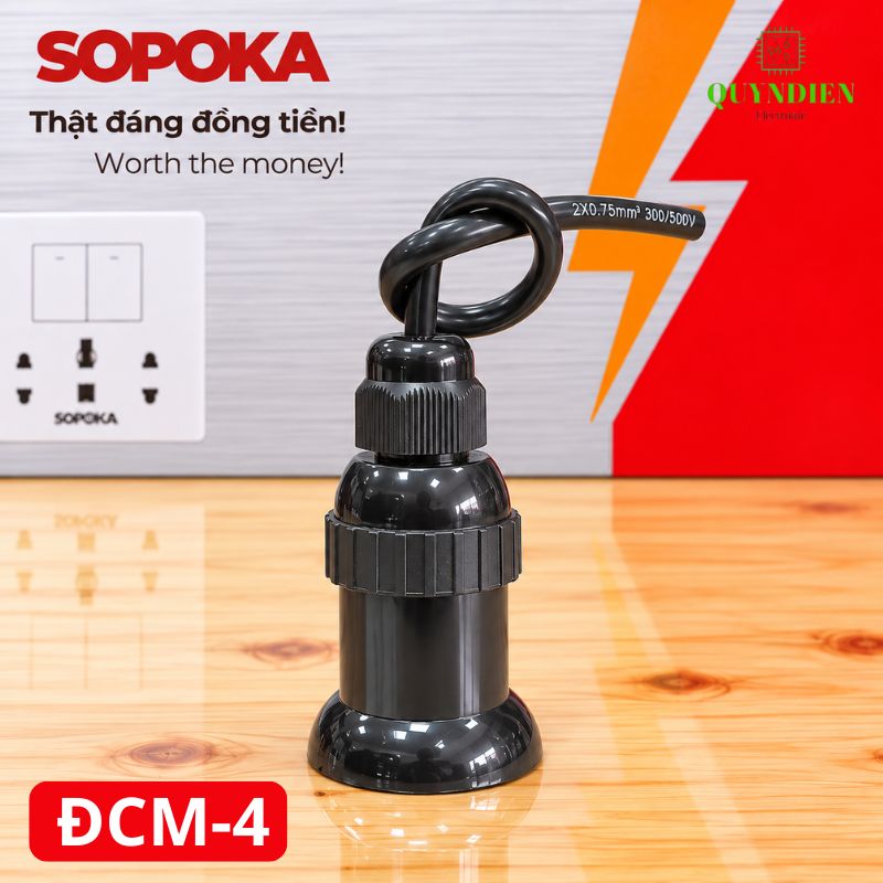 Đuôi đèn chịu mưa ngoài trời ren Xoán E27 SOPOKA