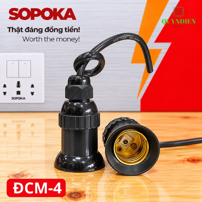 Đuôi đèn chịu mưa ngoài trời ren Xoán E27 SOPOKA