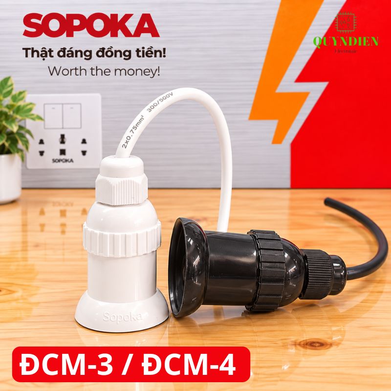 Đuôi đèn chịu mưa ngoài trời ren Xoán E27 SOPOKA