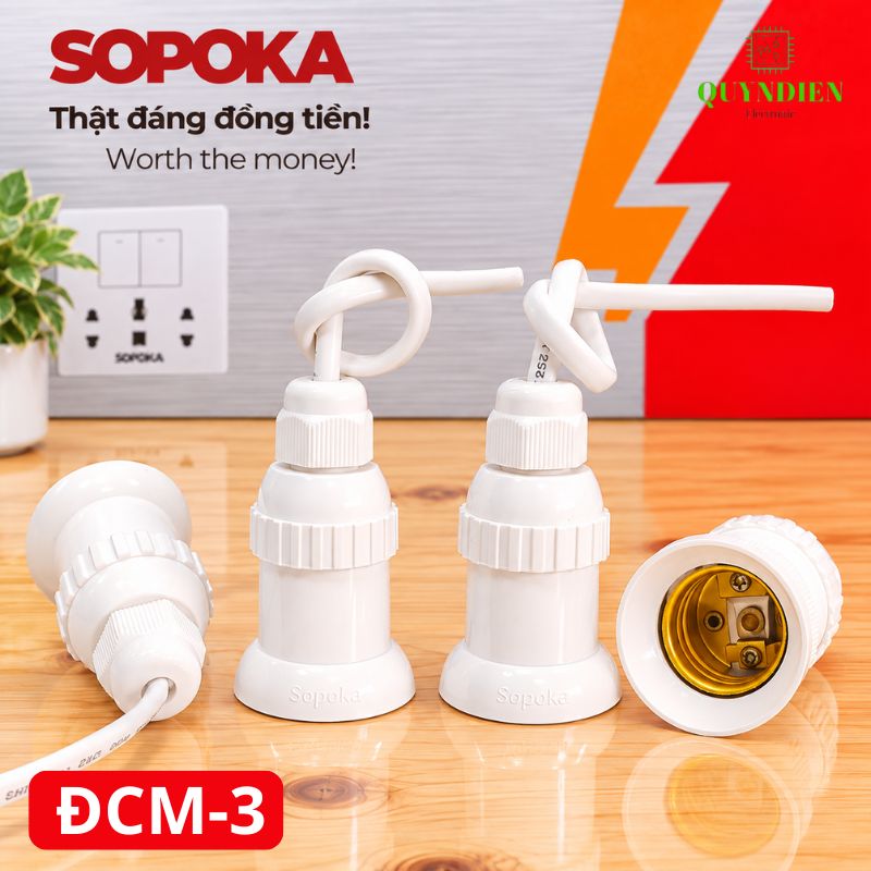 Đuôi đèn chịu mưa ngoài trời ren Xoán E27 SOPOKA