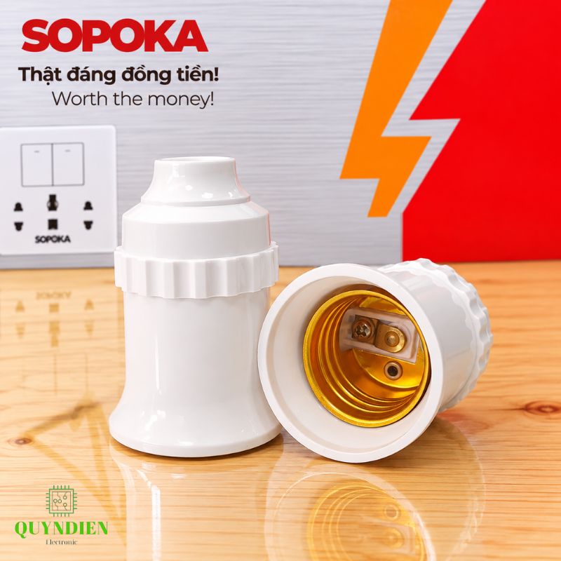 Đuôi bóng đèn ren vặn xoáy E27 loe trong nhà SOPOKA