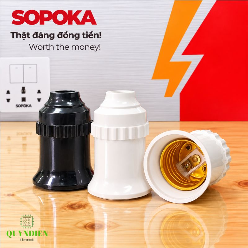 Đuôi bóng đèn ren vặn xoáy E27 loe trong nhà SOPOKA