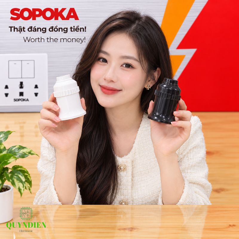 Đuôi bóng đèn ren vặn xoáy E27 loe trong nhà SOPOKA