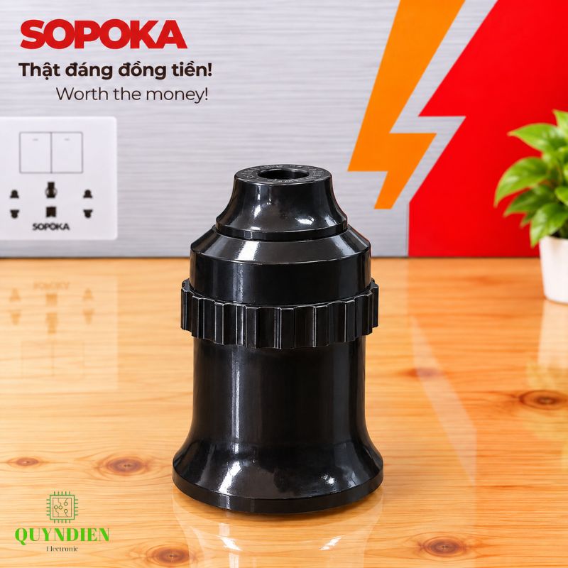 Đuôi bóng đèn ren vặn xoáy E27 loe trong nhà SOPOKA