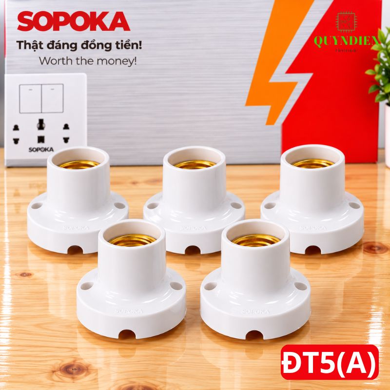 Đuôi Đèn Thẳng Lắp Trần Ren Vặn Xoáy E27 ĐT5A SOPOKA