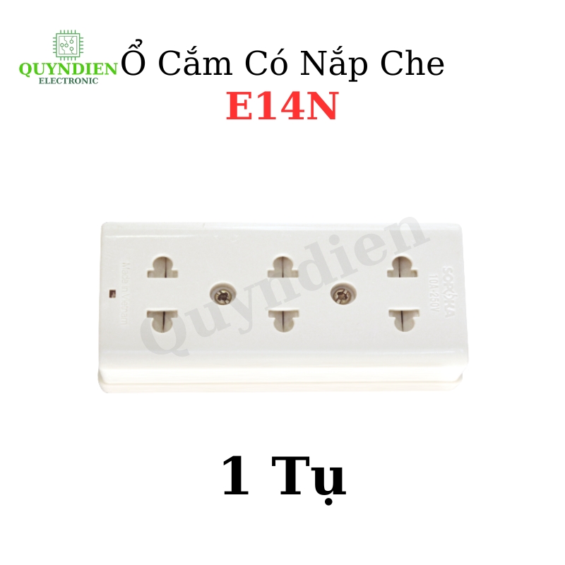 Ổ Cắm 3 Cửa Có Nắp Che An Toàn E14N Chịu Nhiệt Chống Cháy