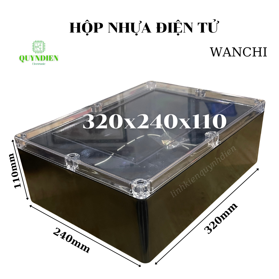 Hộp Nhựa ABS WANCHI 320x240x110mm Màu Đen Nắp Trong