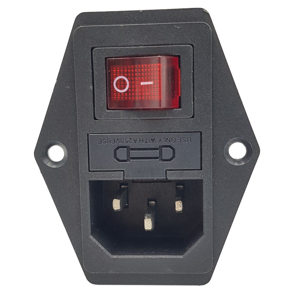 Ổ cắm nguồn AC-01A 250V-10A tích hợp công tắc có tặng kèm 1 cầu chì