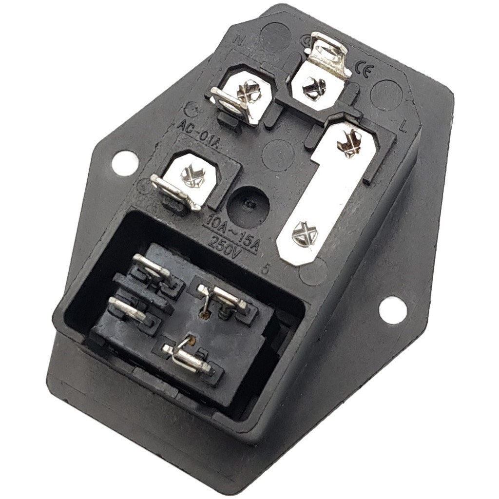 Ổ cắm nguồn AC-01A 250V-10A tích hợp công tắc có tặng kèm 1 cầu chì