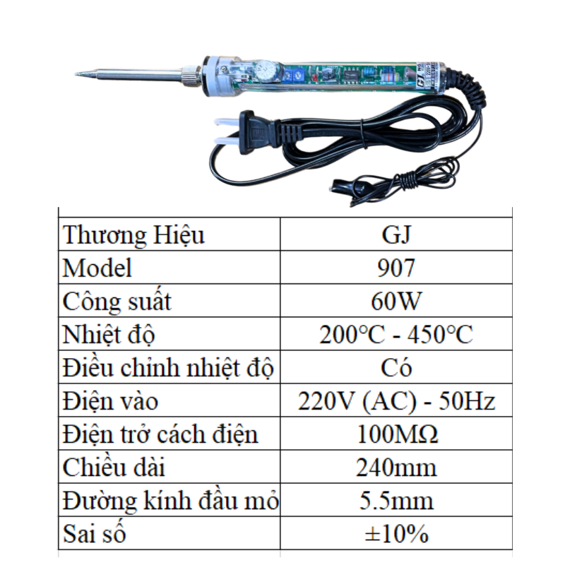 Mỏ hàn điều chỉnh nhiệt GJ 907 60W Loại 1