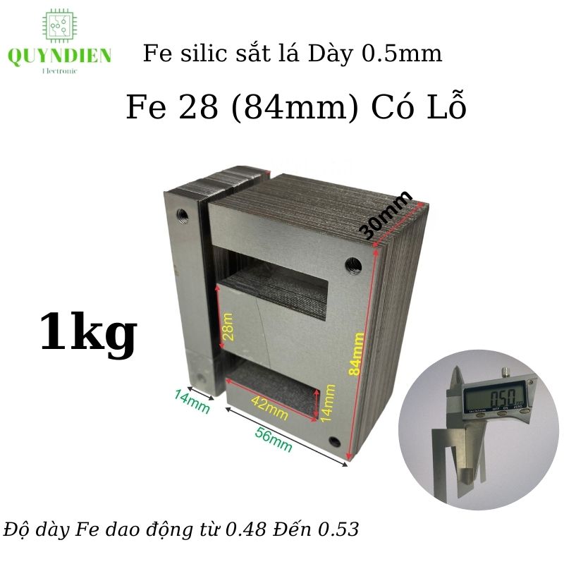 Fe silic EI lá dầy 0.5mm  [ 1kg ]