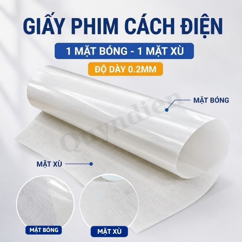Giấy Phim Cách Điện Trắng 1 Mặt Bóng 1 Mặt Xù Dày 0.2mm