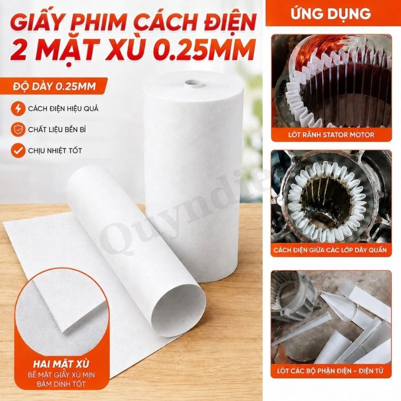 Giấy Phim Cách Điện Trắng 2 Mặt Xù Dày 0.25mm