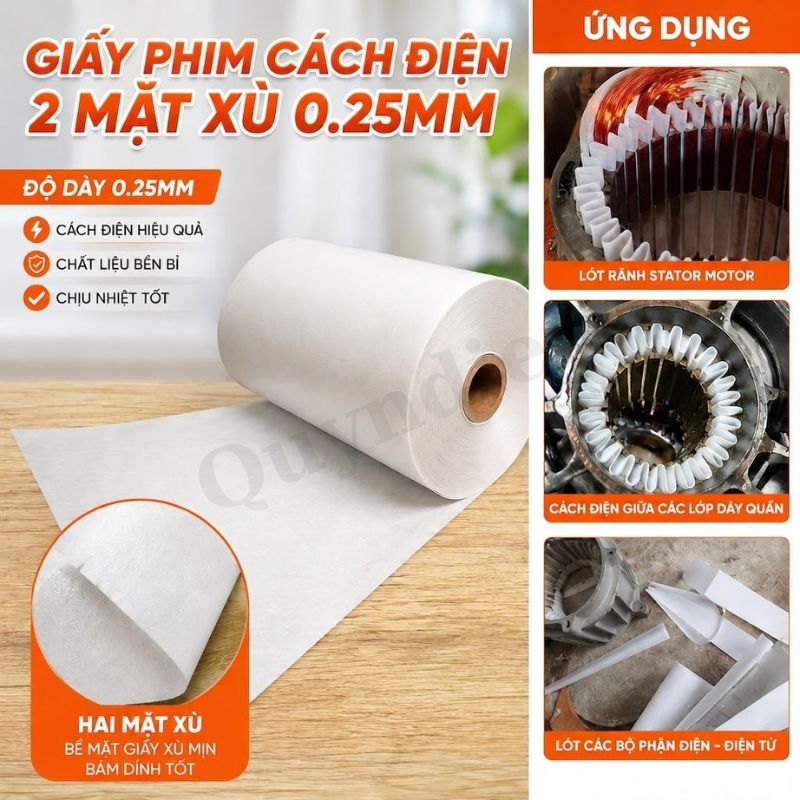 Giấy Phim Cách Điện Trắng 2 Mặt Xù Dày 0.25mm
