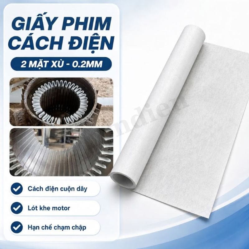 Giấy Phim Cách Điện Trắng 2 Mặt Xù Dày 0.2mm