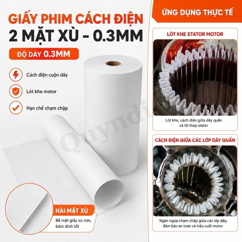 Giấy Phim Cách Điện Trắng 2 Mặt Xù Dày 0.3mm