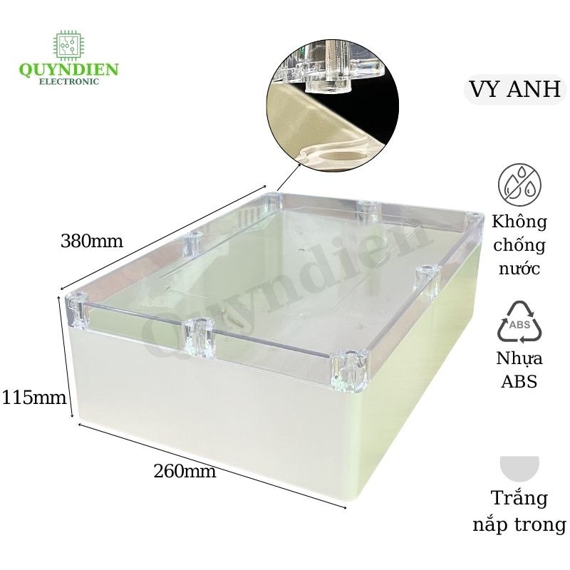 Hộp Nhựa ABS Vy Anh 380x260x115mm Trắng
