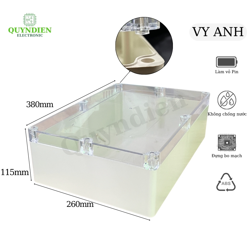 Hộp Nhựa ABS 380x260x115mm Vy Anh