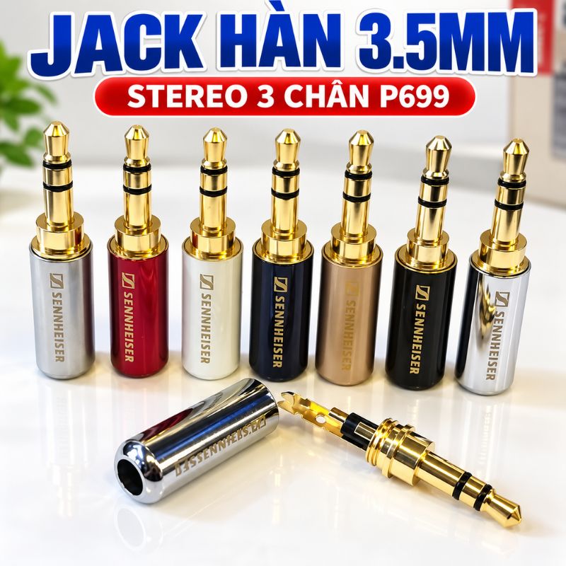 Jack 3.5mm Stereo 3 Chân P699, Đầu Jack AUX 3 Lõi