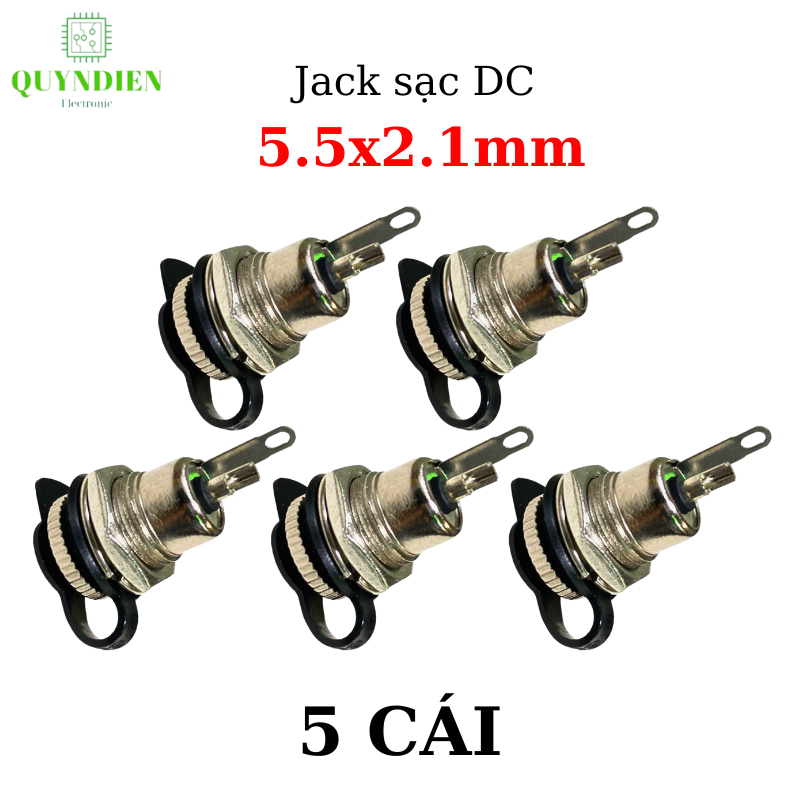 Jack Nguồn DC Cái 5.5x2.1mm Kim Loại Có Nắp Đậy Chống Nước