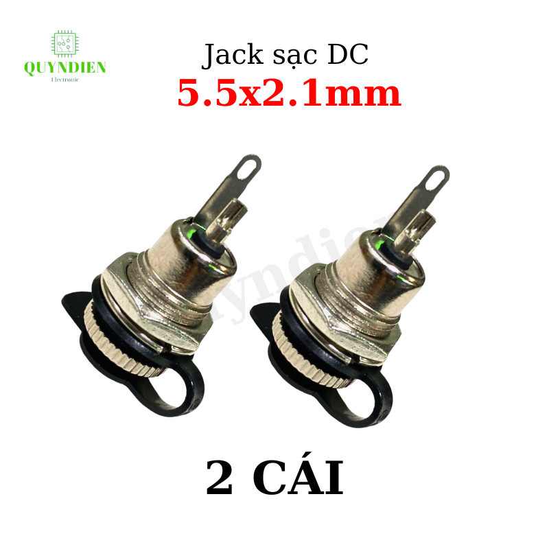 Jack Nguồn DC Cái 5.5x2.1mm Kim Loại Có Nắp Đậy Chống Nước