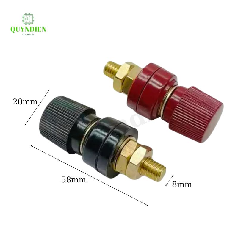 Cọc Đồng M8 - 8mm NẮP NHỰA (Đỏ + Đen)