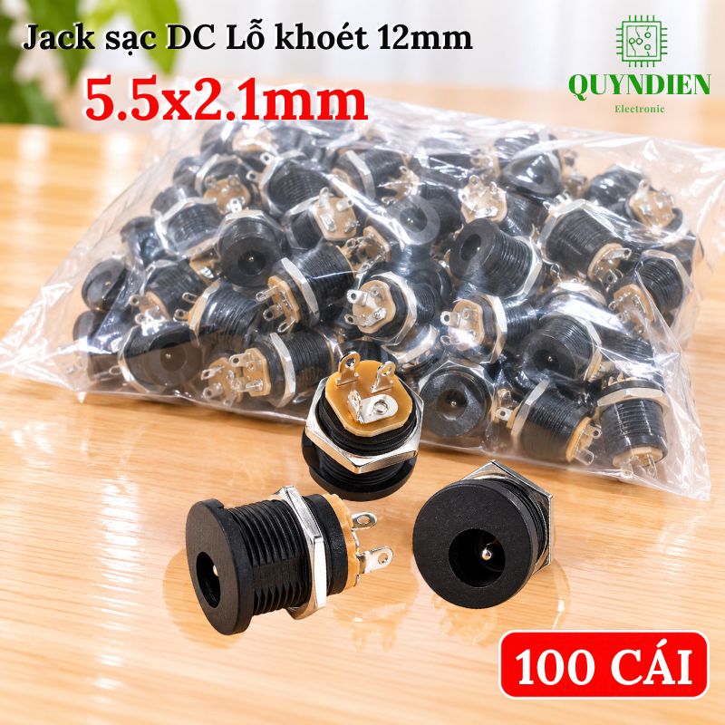 Jack Sạc DC 5.5x2.1mm Có Tán Lỗ Khoét 12mm