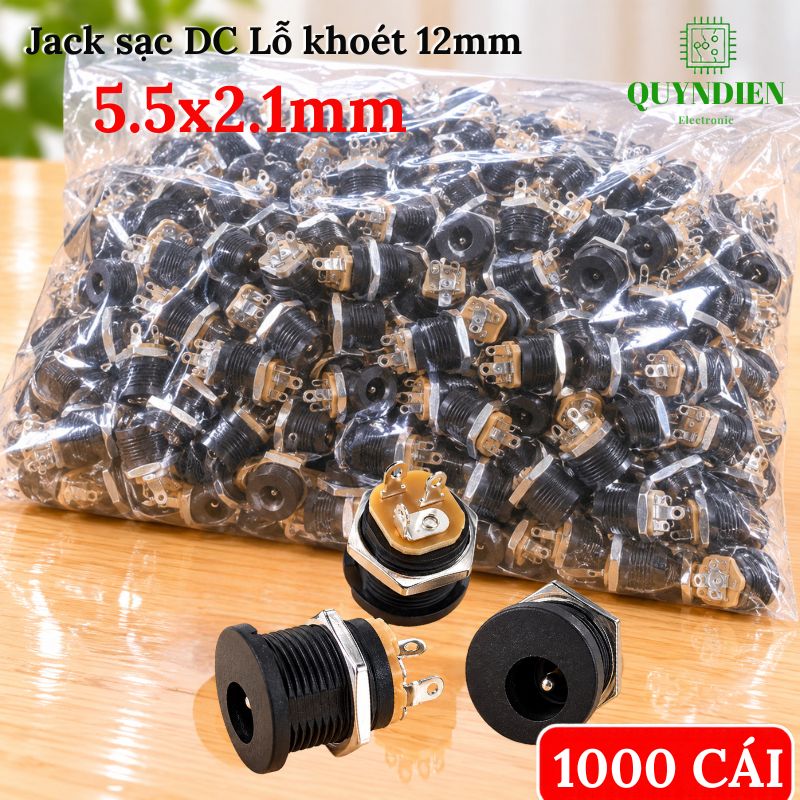 Jack Sạc DC 5.5x2.1mm Có Tán Lỗ Khoét 12mm
