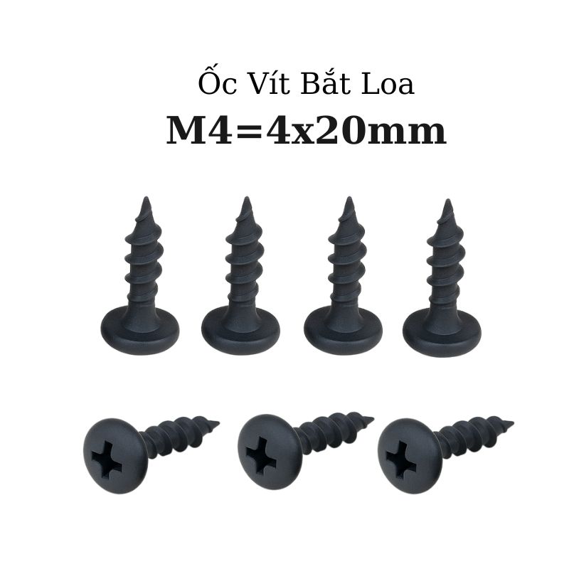 Ốc Vít Nhọn M4x20 Bắt Thùng Loa Ren Thưa Taiwan dài 20mm - Túi 100g
