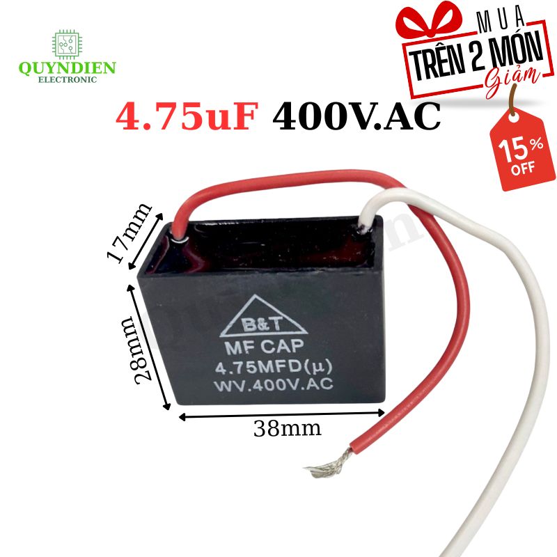 Tụ Đề Kapa Vuông B&T 4.75uF 400VAC