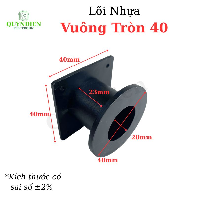 Lõi Khuôn Nhựa Vuông Tròn 40mm Màu Đen