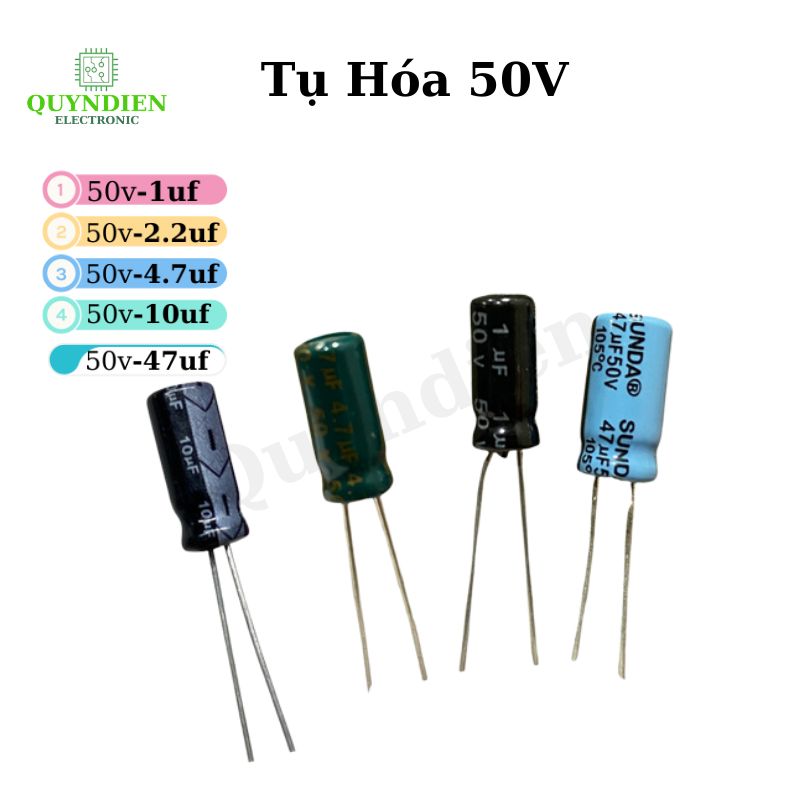 Tụ Hóa 50V 1uF 2.2uF 4.7uF 10uF 47uF