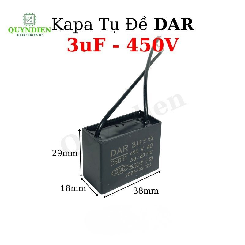 Tụ Đề Kapa Vuông DAR 3uF 450VAC
