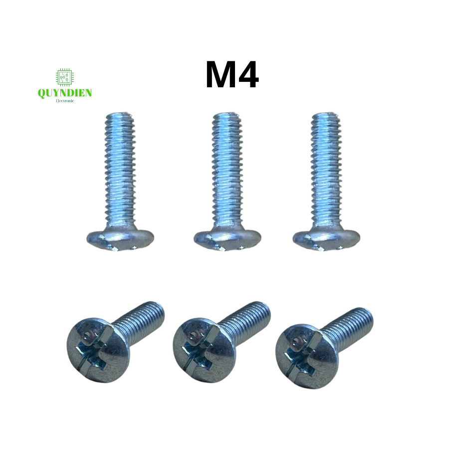 Ốc vít M4 dài 17mm dài 22mm đầu dù ren mịn Túi 100 con