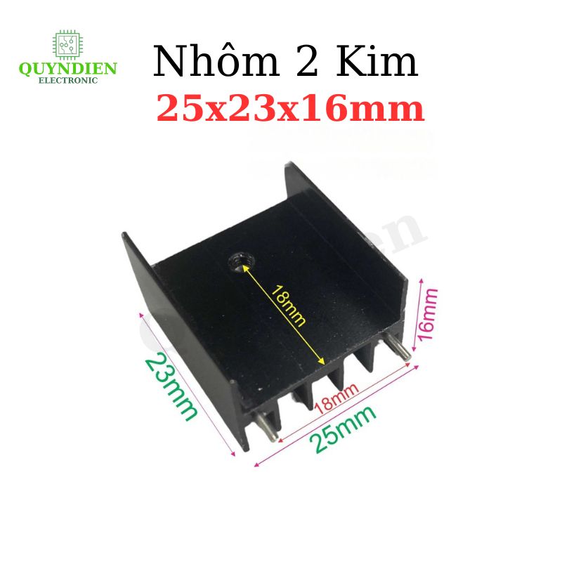 Nhôm Tản Nhiệt 2 Kim 25x23x16mm