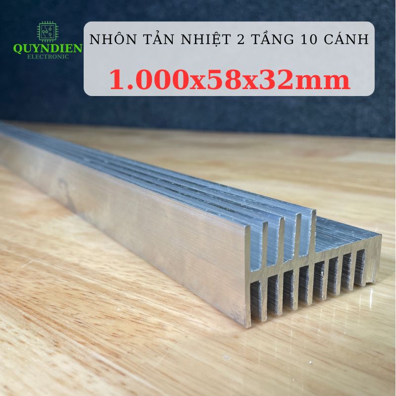 Nhôm Tản Nhiệt 2 Tầng 10 Cánh 1000x58x32mm
