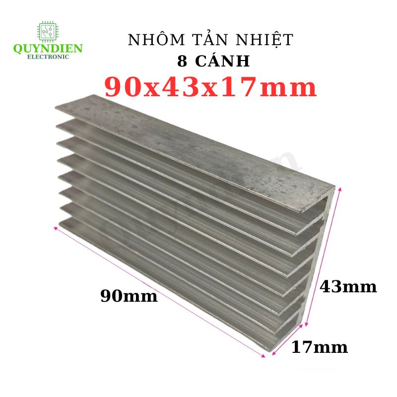 Nhôm tản nhiệt 8 cánh 90x43x17mm