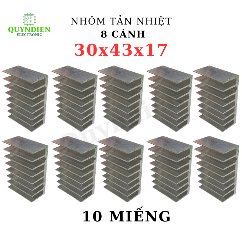 Nhôm tản nhiệt 8 cánh 30x43x17mm