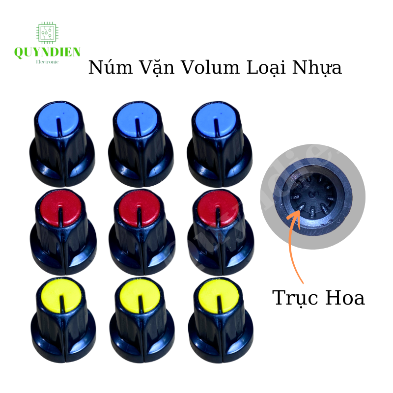Núm Vặn Volume Nhựa màu Đỏ - Trục hoa mai