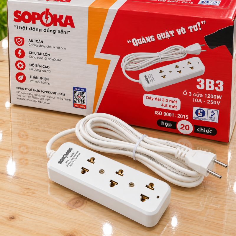 Ổ Cắm 3 Cửa 1200W - VAT -  Ổ cắm 3 cửa 1200W 3B5
