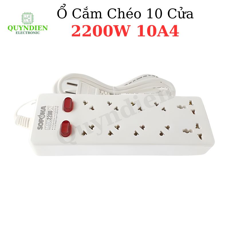 Ổ Cắm Điện Chéo 10 Cửa 2200W 10A4