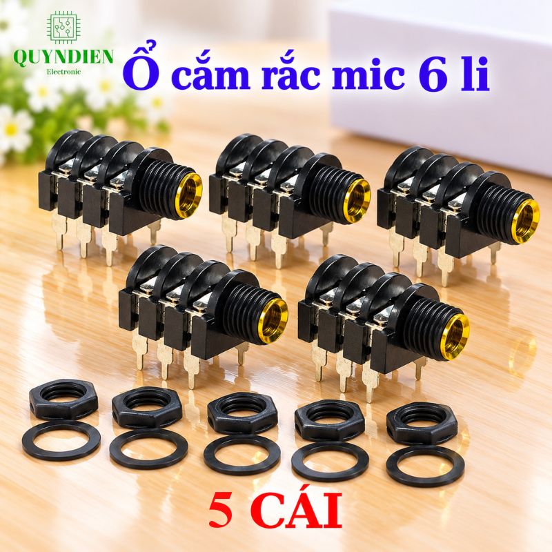Ổ Mic cái Jack 6.3mm xi vàng cắm mạch