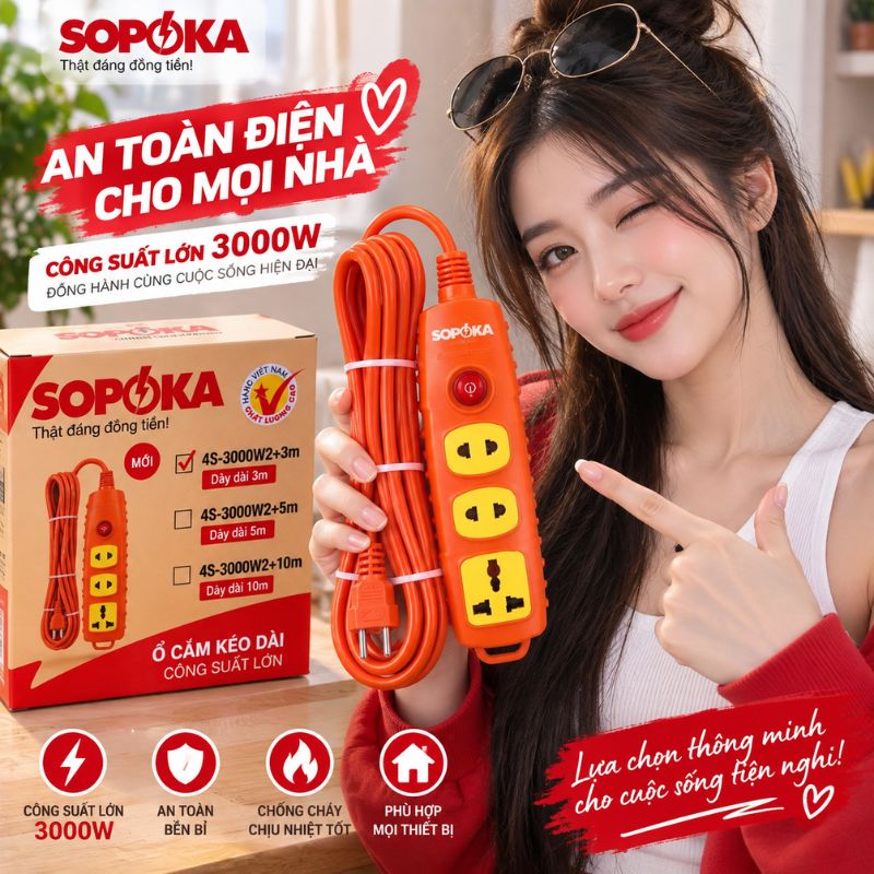 Ổ Cắm Nút Nguồn Siêu Tải 3 Lỗ Thẳng 6000W