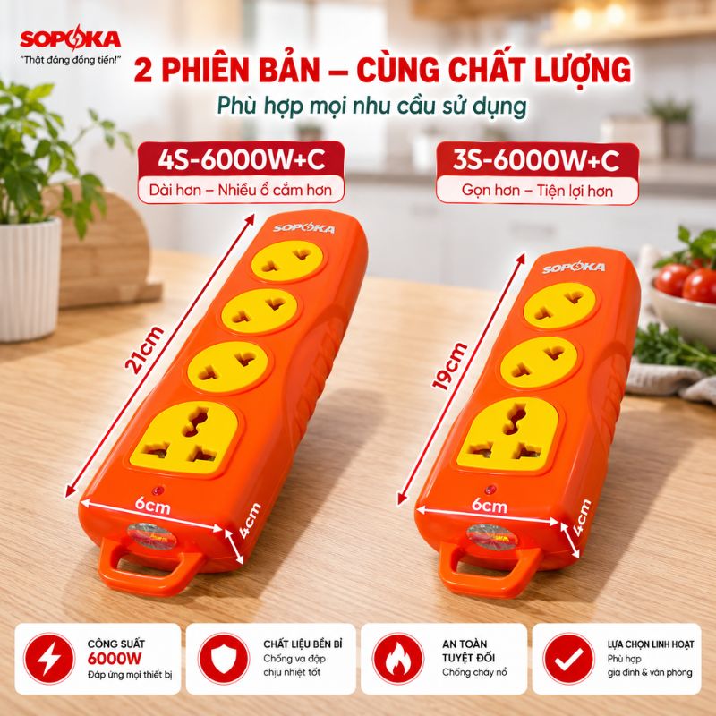 Ổ Cắm Siêu Tải 3 Lỗ Chéo 6000W