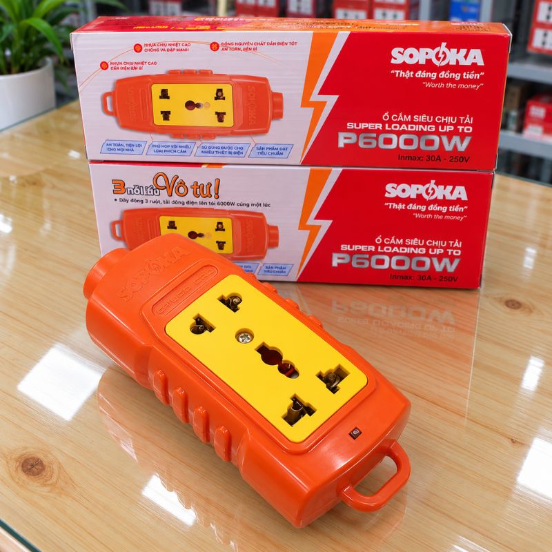 Ổ Cắm Siêu Tải 2 Lỗ Thẳng 6000W