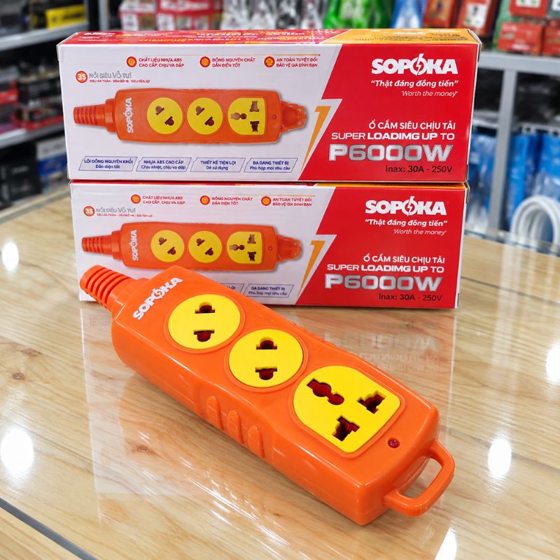 Ổ Cắm Siêu Tải 3 Lỗ Chéo 6000W