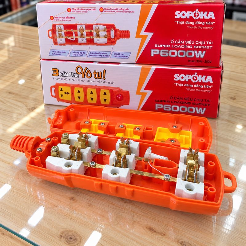 K10 - Ổ Cắm Siêu Tải 3 Lỗ Thẳng 6000W - VAT - ( VT0468 ) Ổ cắm siêu chịu tải P6000W