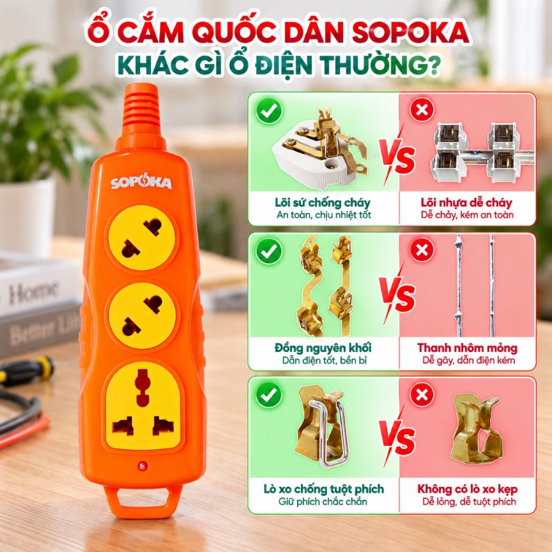 Ổ Cắm Siêu Tải 3 Lỗ Chéo 6000W