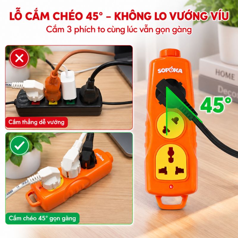 Ổ Cắm Siêu Tải 3 Lỗ Chéo 6000W