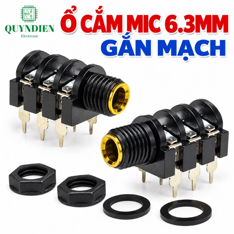 Ổ Mic cái Jack 6.3mm xi vàng cắm mạch